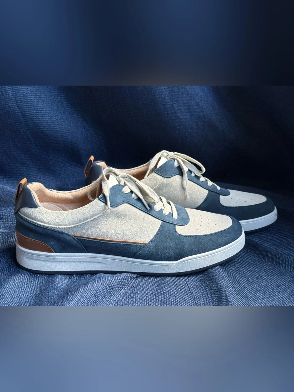 Johnnie-O Topspin Court Navy White Leather Sneakers Men 11.5M 2024